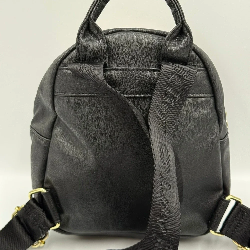 LUV‎ Betsey by Betsey Johnson Pink Black Quilted Mini Backpack Gold Lip Charm